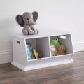 Wood Toy Storage Cubby and Kids' Bookcase White - Humble Crew: MDF Frame Open Bin Shelf Kids Toy Organizer