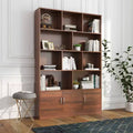 Okak Tall Bookshelf Storage Rack with 10 Cubes and 3 Doors 4-Tier Bookshelf Modern Display Bookcase for Living Room Office
