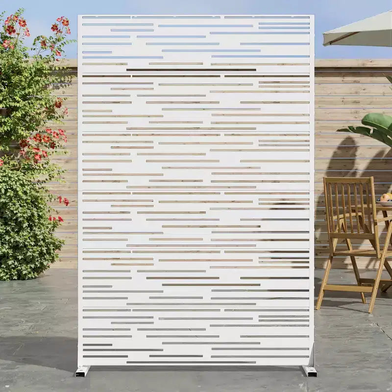 MAYEERTY Light and Shadow Type White Metal Screens Outdoor and Indoor Divider with Free Standing Decorative Privacy Screen for Balcony