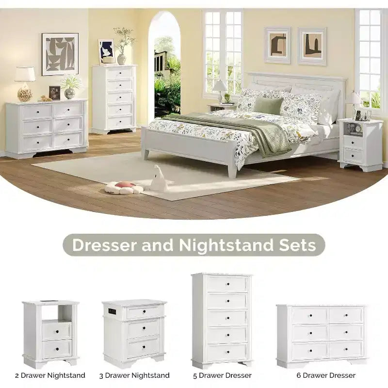 Commode tiroirs en bois blanc