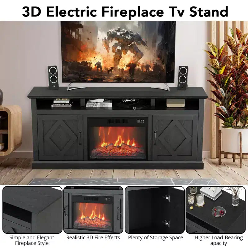 Meuble TV avec cheminée