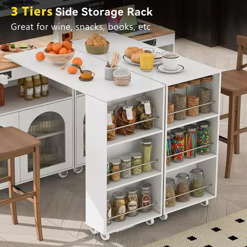 Îlot de cuisine roulant extensible
