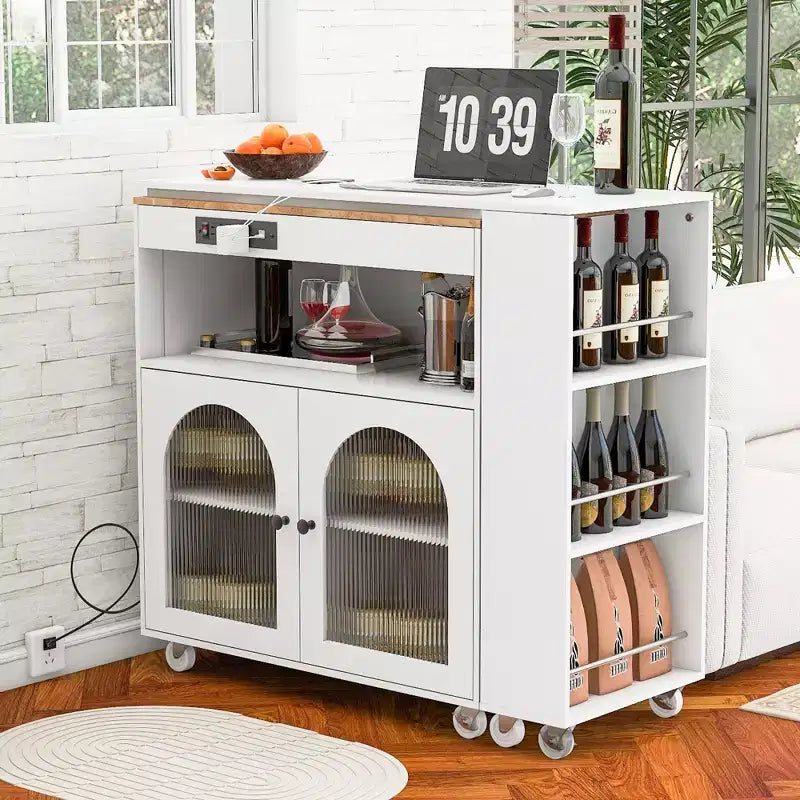 Îlot de cuisine roulant extensible