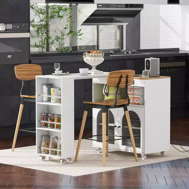 Îlot de cuisine roulant extensible