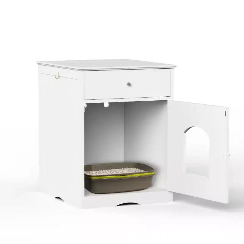 Meuble litière pour chat avec tiroirs