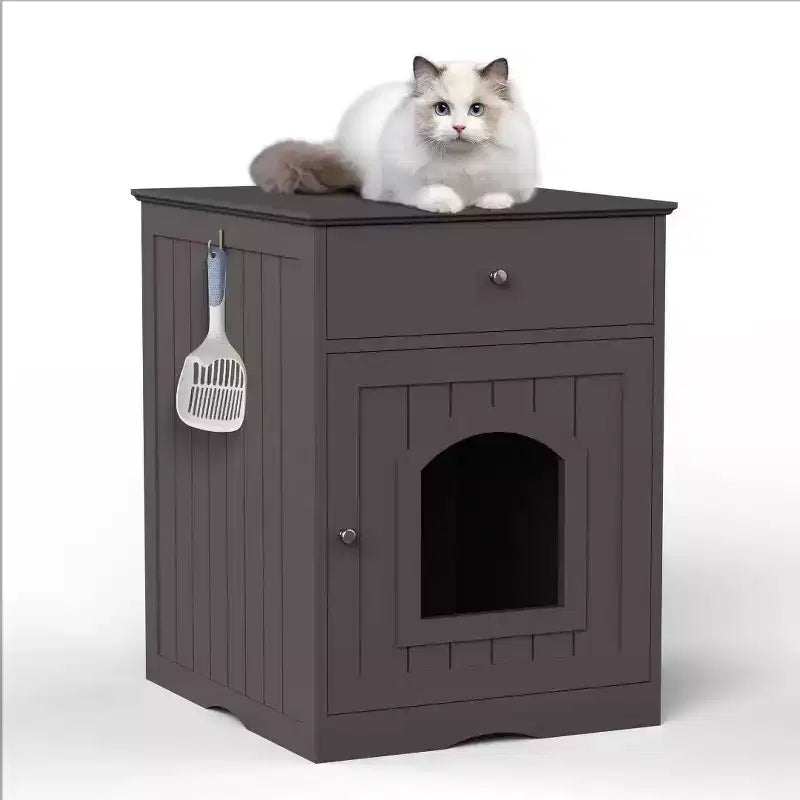 Meuble litière pour chat avec tiroirs
