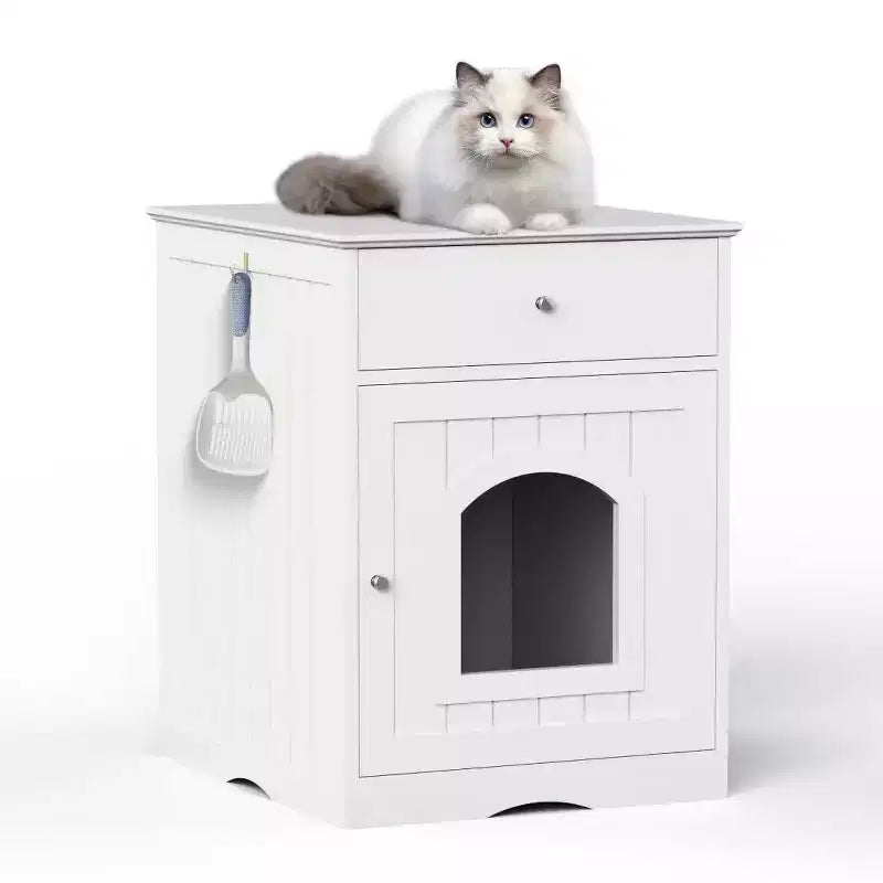 Meuble litière pour chat avec tiroirs