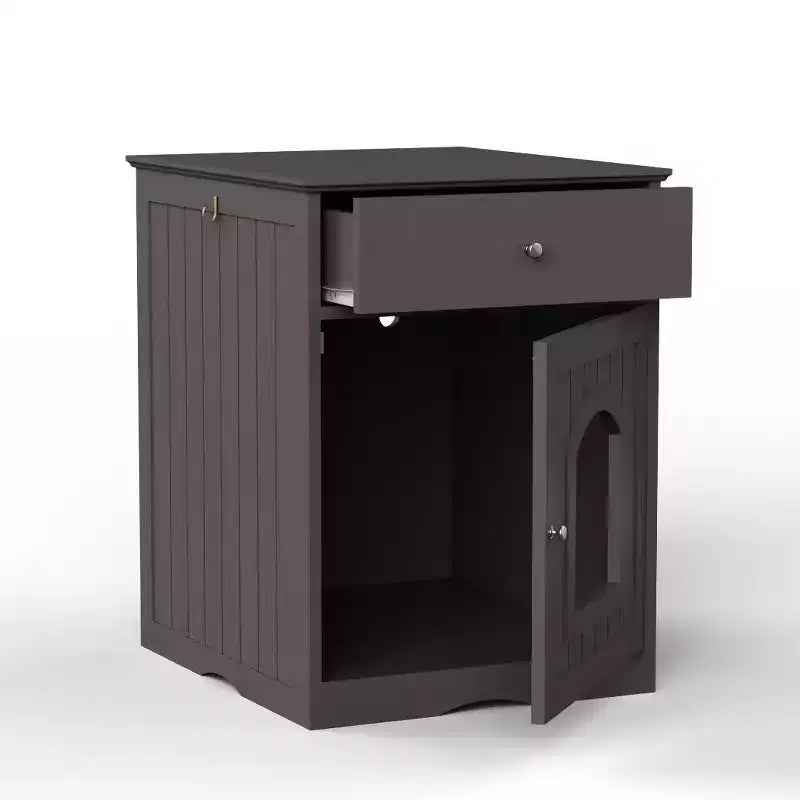 Cat Litter Box Furniture with Drawers Concealed Litter Box Cabinet Wooden Cat Grooming Station for Bedrooms and Living Rooms