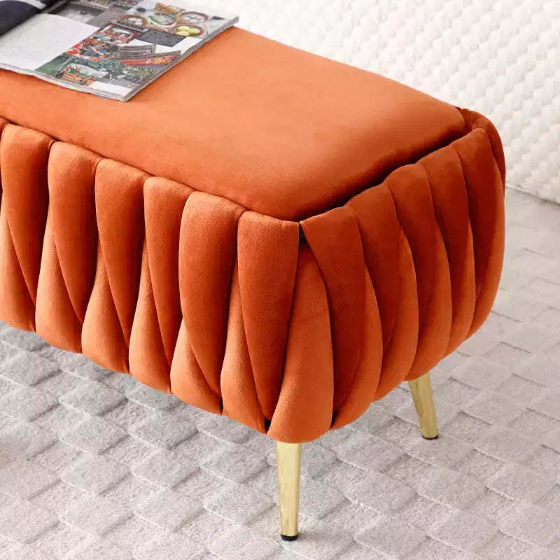 Banc ottoman en velours capitonné
