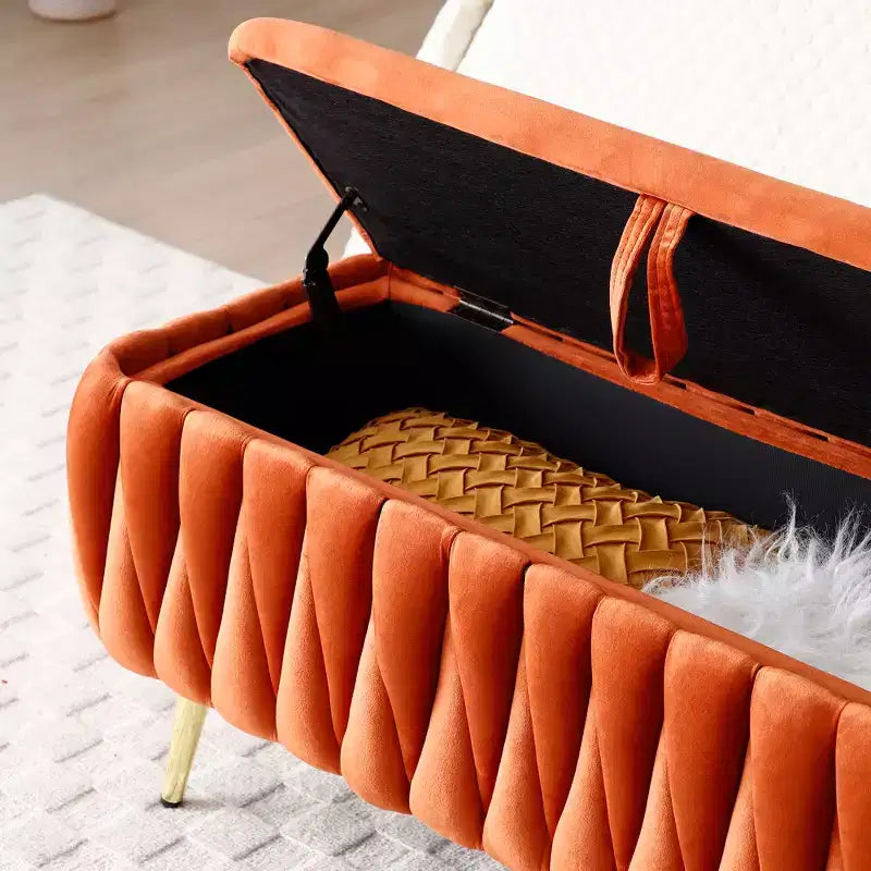 Banc ottoman en velours capitonné