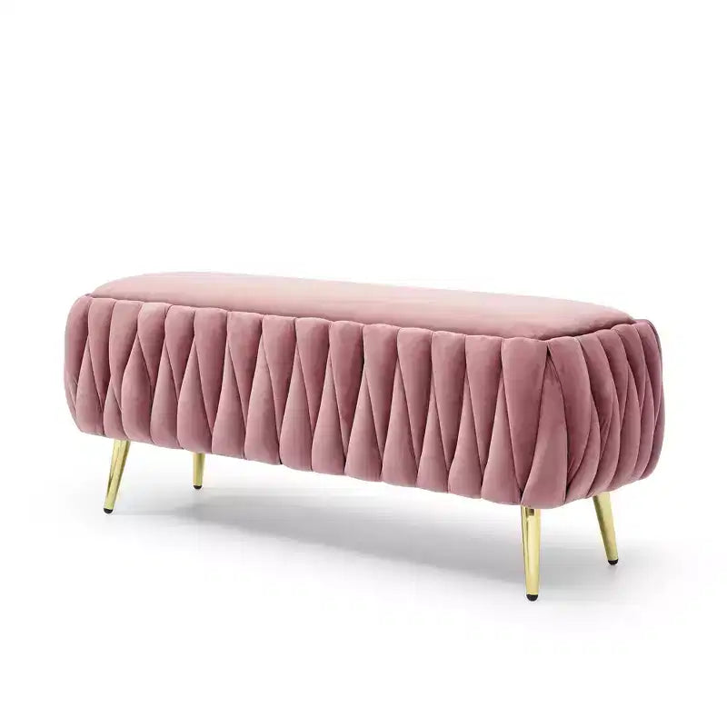 Banc ottoman en velours capitonné