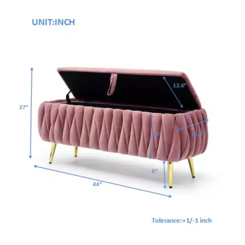 Banc ottoman en velours capitonné
