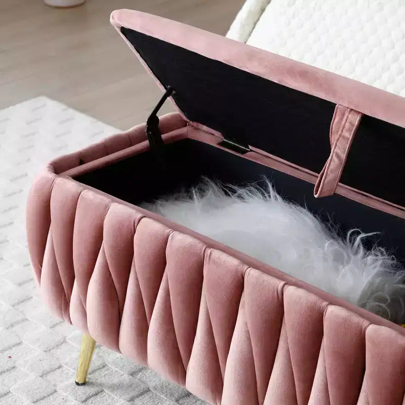 Banc ottoman en velours capitonné