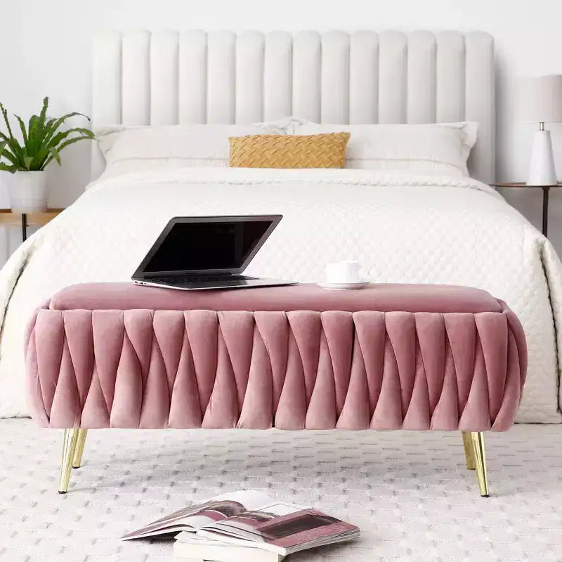 Banc ottoman en velours capitonné