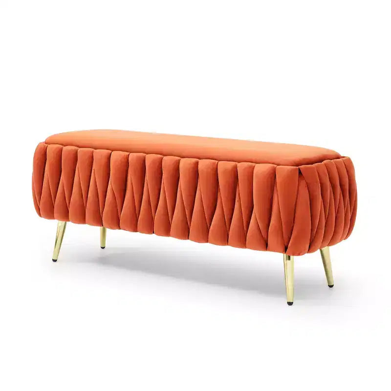 Banc ottoman en velours capitonné