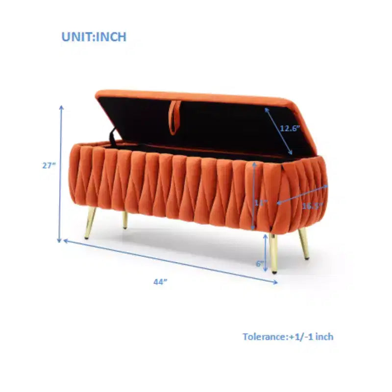 Banc ottoman en velours capitonné