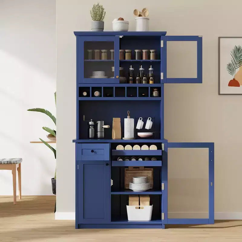 Buffet autoportant avec casier à vin et étagères réglables