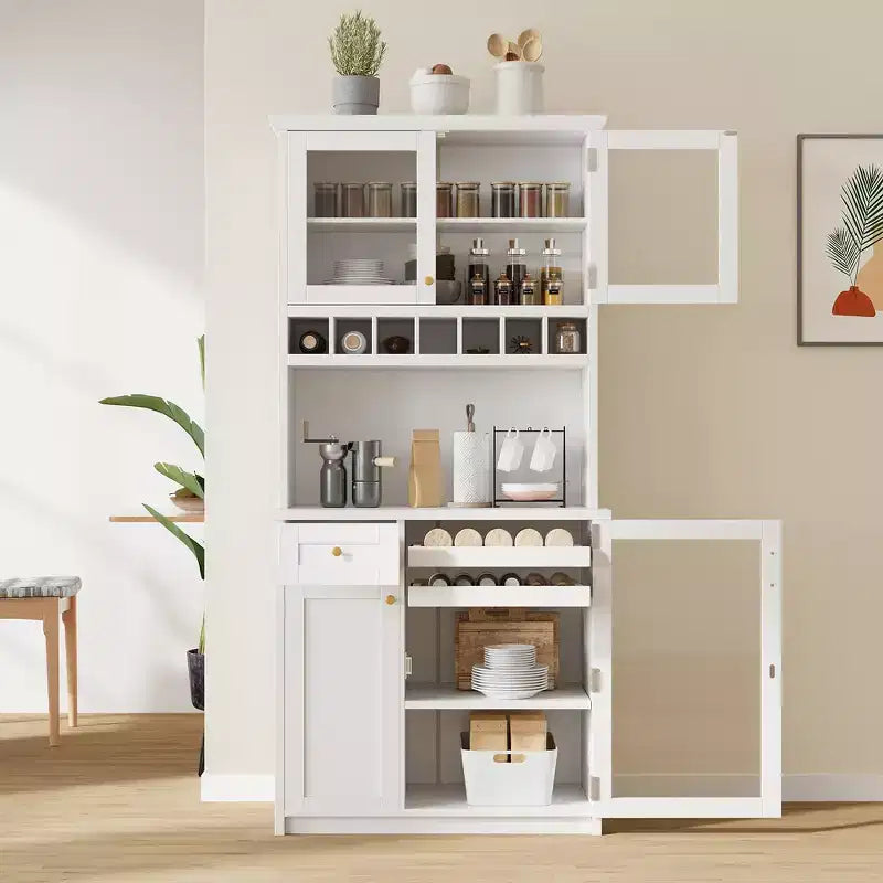 Buffet autoportant avec casier à vin et étagères réglables