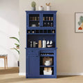 Whisen Freestanding Buffet with Hutch Tall Kitchen Pantry Storage Cabinet with Wine Rack and Adjustable Shelves