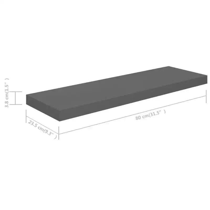 Étagère murale en MDF gris brillant et métal
