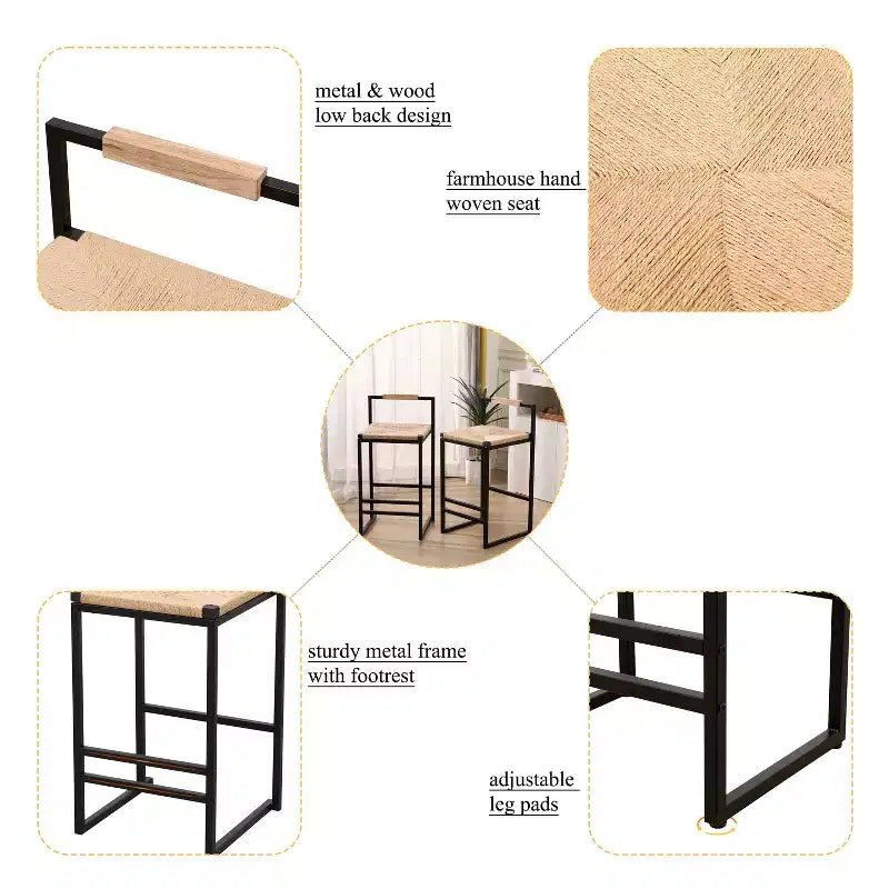 Tabourets de bar en corde tressée