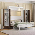Full/Queen Murphy Bed Wall Bed with Closet Cabinet Bed Folding Wall Bed with Storage Drawers and Desk for Guest Room Office