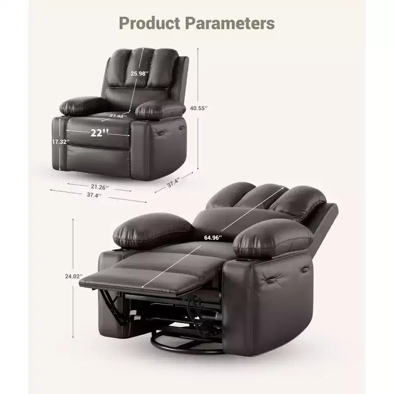 Fauteuil inclinable manuel avec vibrations apaisantes Chaleur lombaire
