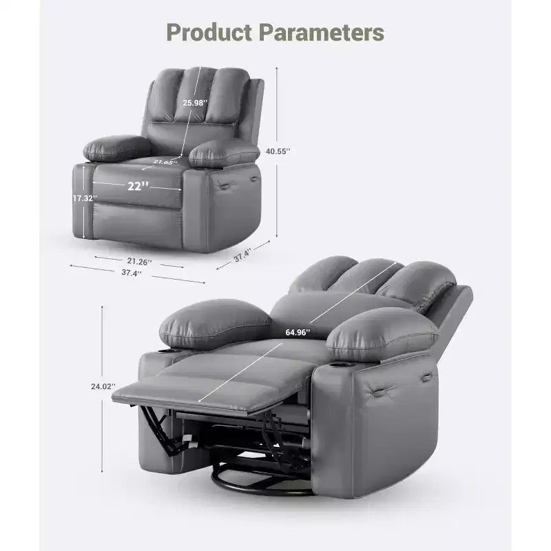 Fauteuil inclinable manuel avec vibrations apaisantes Chaleur lombaire