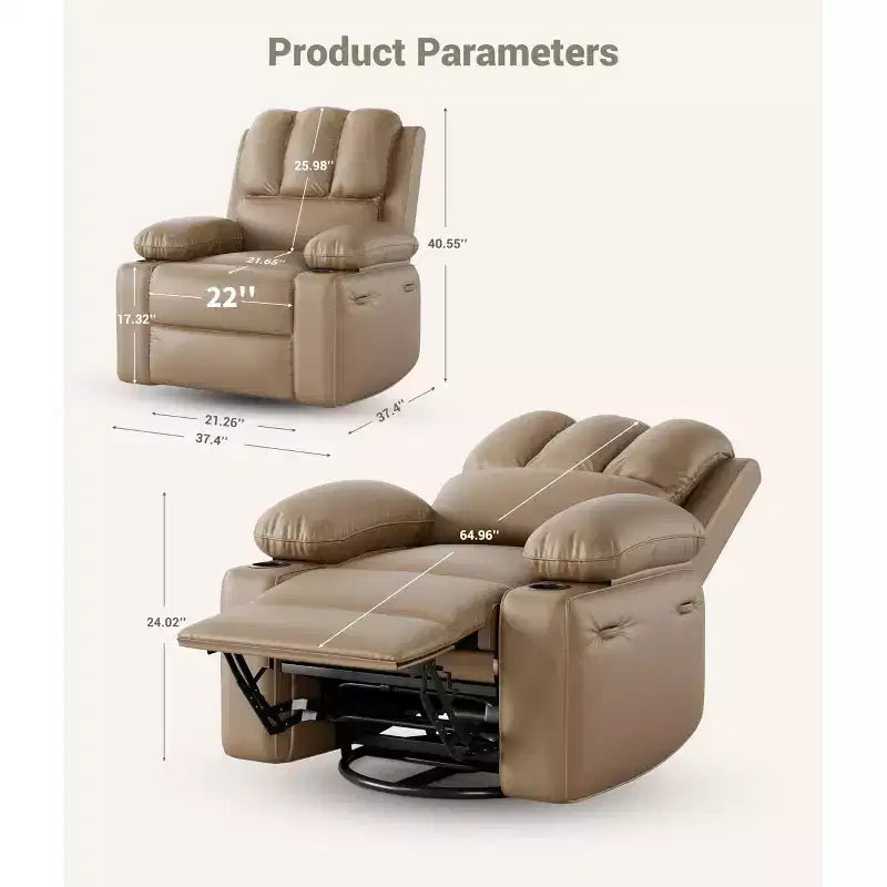 Fauteuil inclinable manuel avec vibrations apaisantes Chaleur lombaire