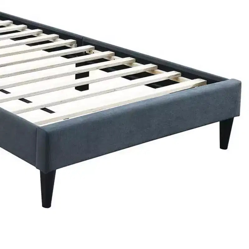 Lit jumeau capitonné en lin gris anthracite doux Biscuit
