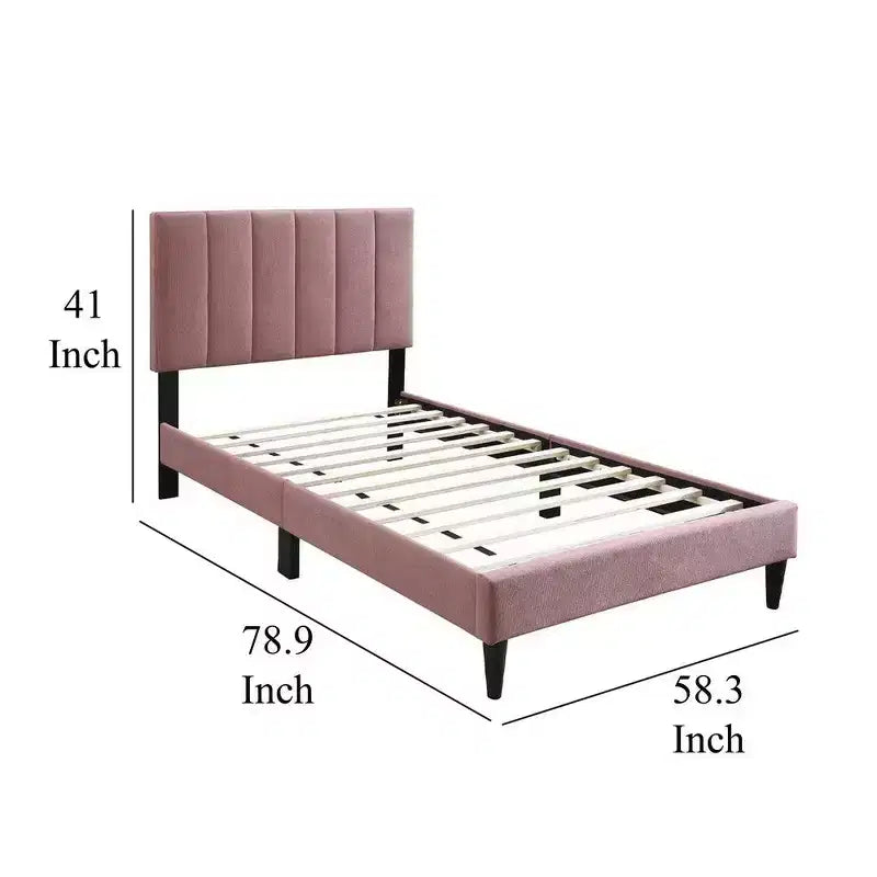 Lit Rembourré en Lin Rose Poudré avec Capitonnage Canapé