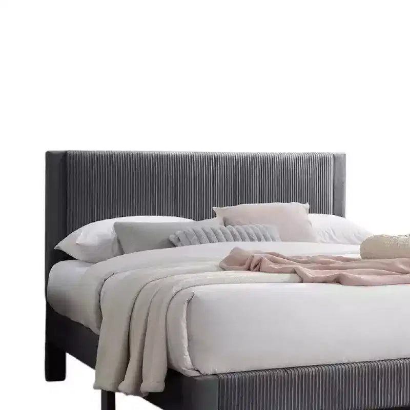 Tiroir Tête de lit en mousse tapissée de velours côtelé gris foncé