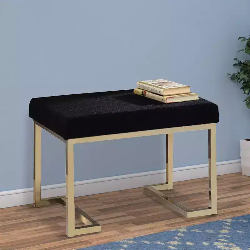 Royal Hampton Ottoman Black Fabric & Gold