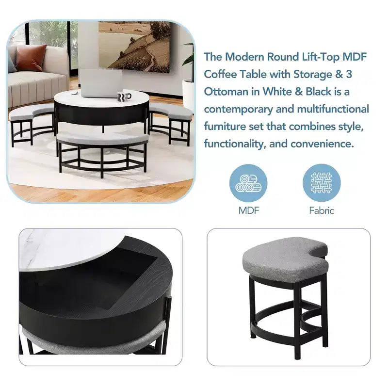 Table basse relevable ronde