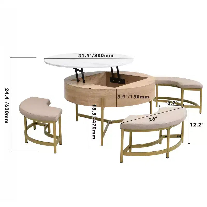 Table basse relevable ronde