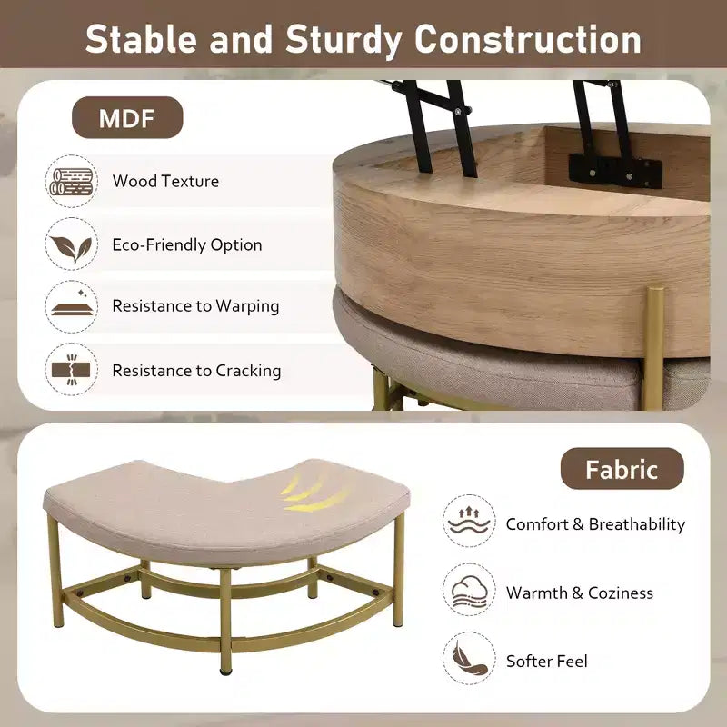 Table basse relevable ronde