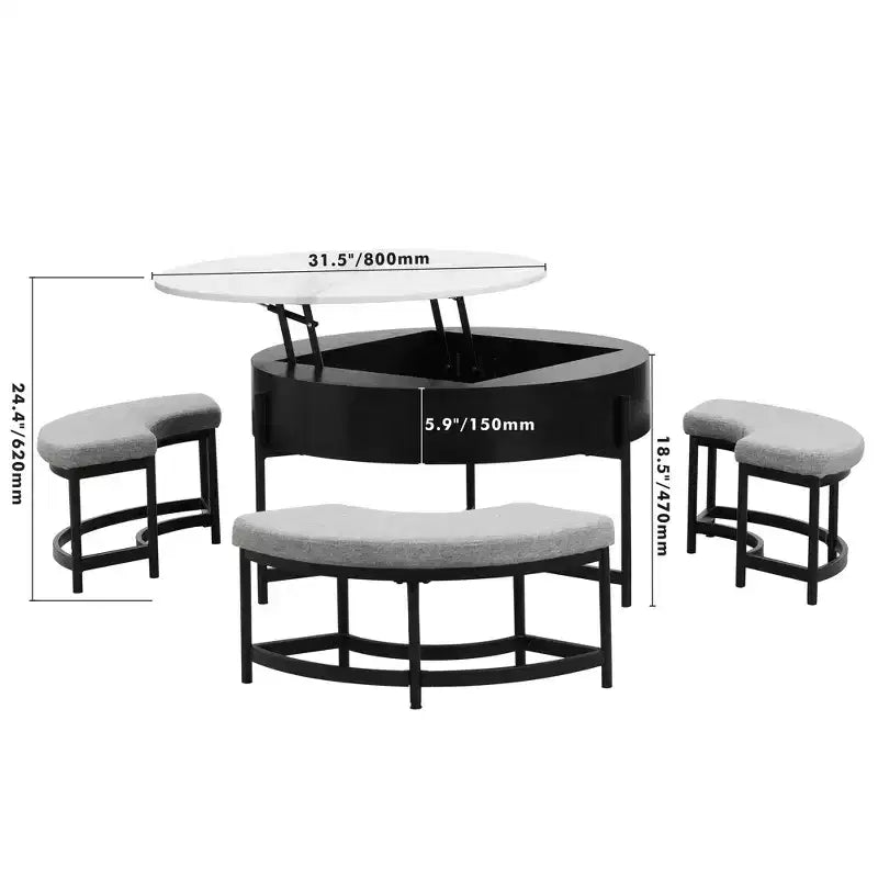 Table basse relevable ronde