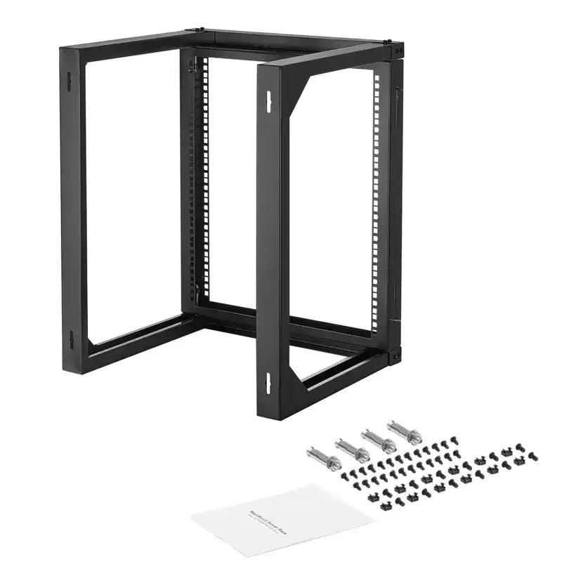 VEVOR 12U Wall Mount Server Rack 150 lbs Max Load Capacity Open Frame Network Rack with 180 Degrees Gate Swing Carbon Steel Black