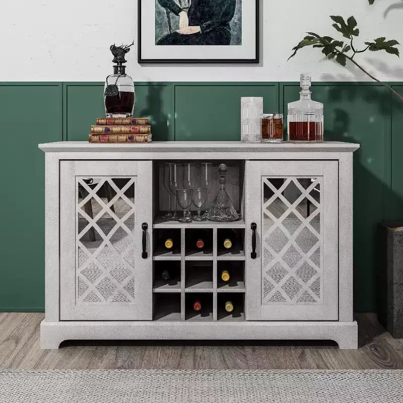 Galano 2-Door Cabinet with Bottle Storage and Cut-Out Door Design 45.7 W 15.7 D 29.3 H
