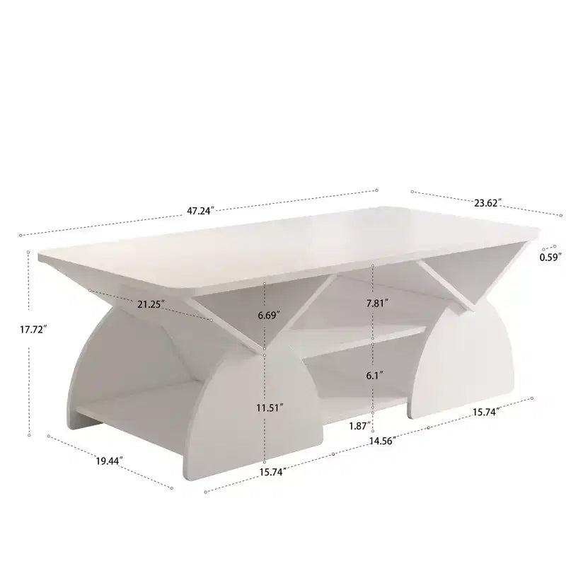 Table basse rectangulaire Indigo à coins arrondis