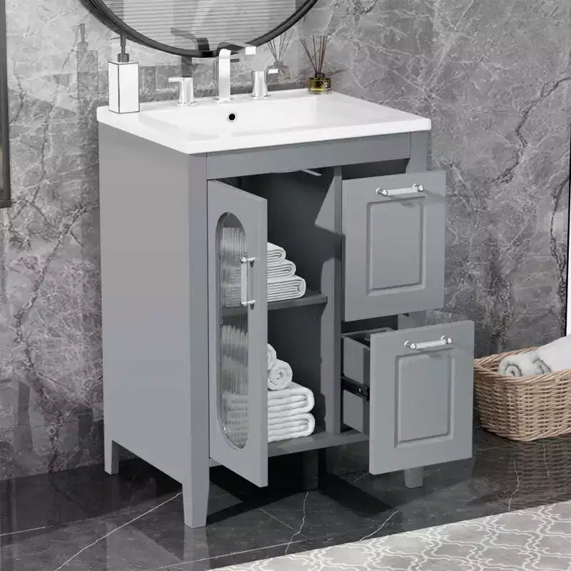 Meuble de salle de bain triangulaire noir