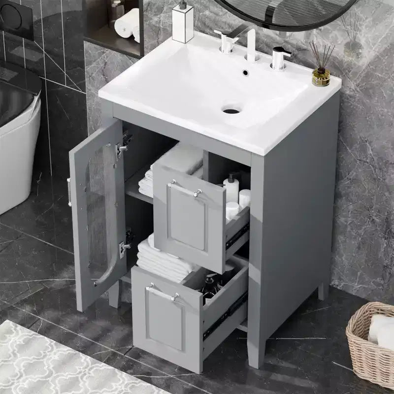 Meuble de salle de bain triangulaire noir