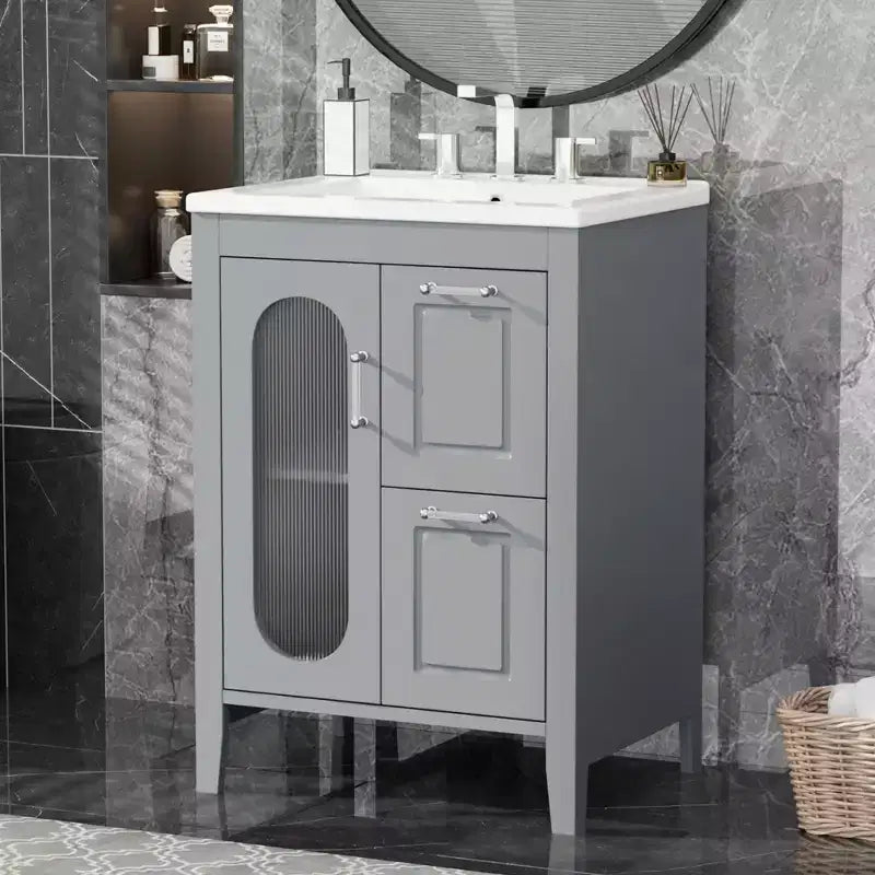 Meuble de salle de bain triangulaire noir