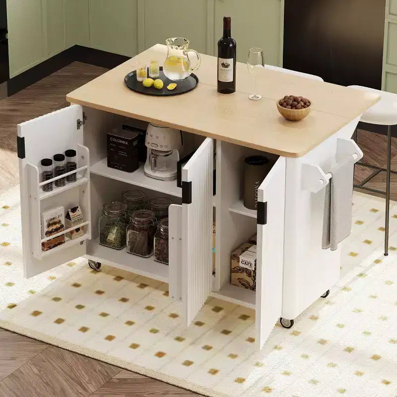 Îlot de cuisine cannelé blanc
