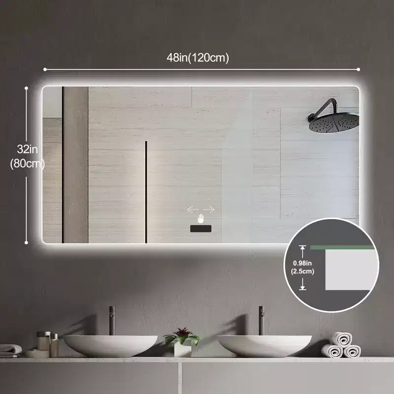 Miroir de salle de bain mural à LED