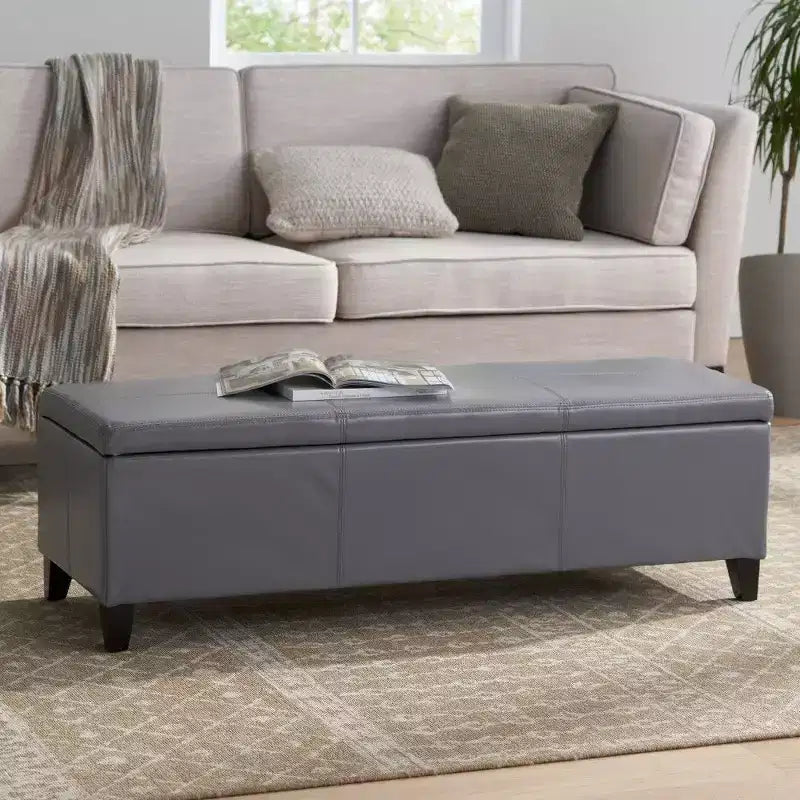 Banc de rangement avec couvercle à fermeture amortie
