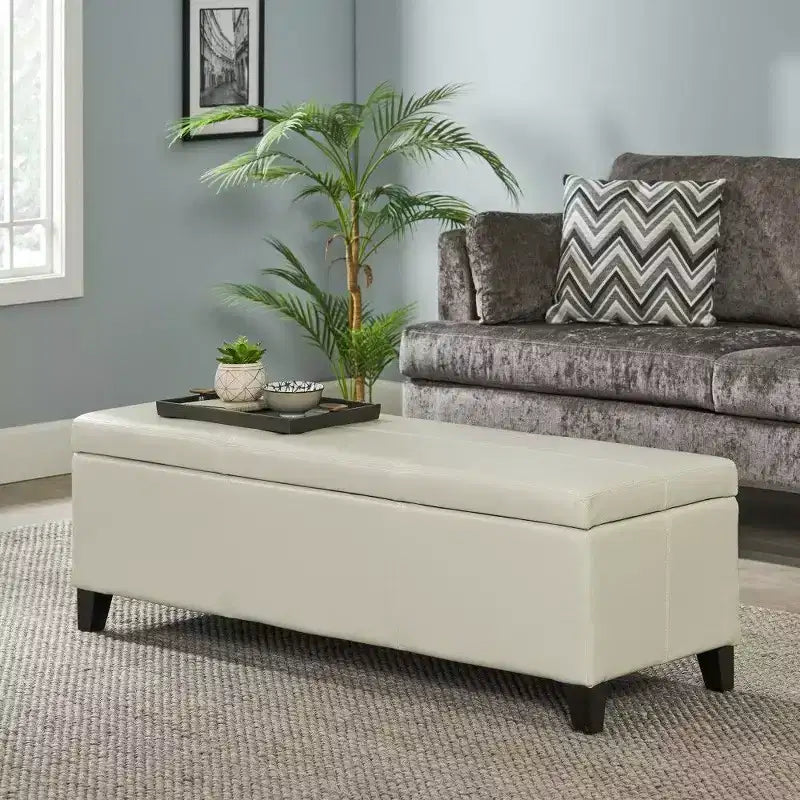 Banc de rangement avec couvercle à fermeture amortie