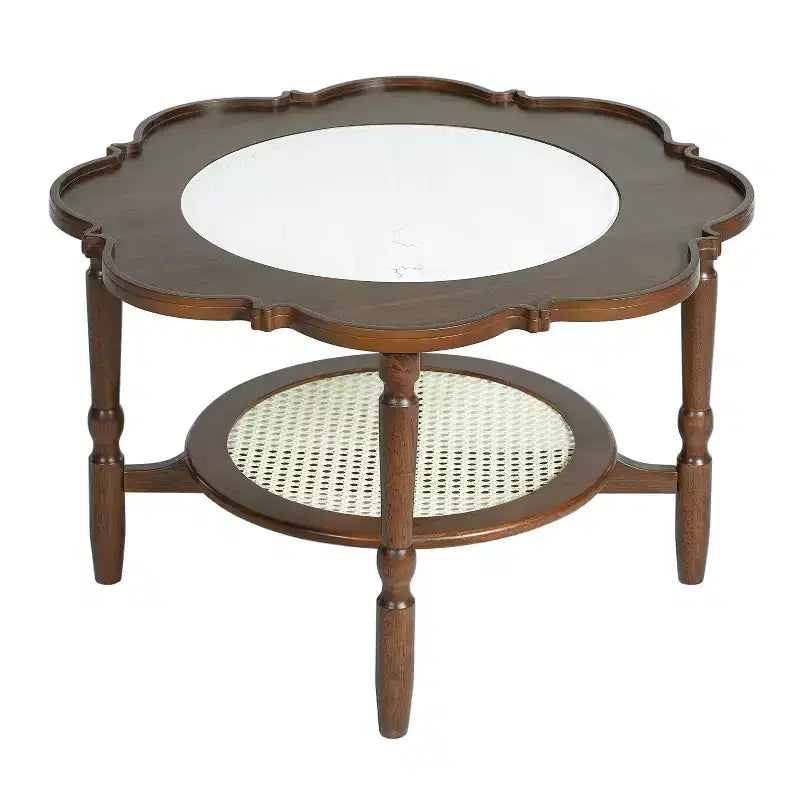 Table basse en rotin vintage