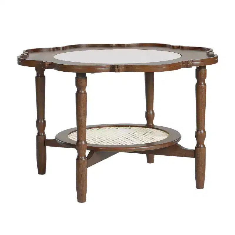 Table basse en rotin vintage