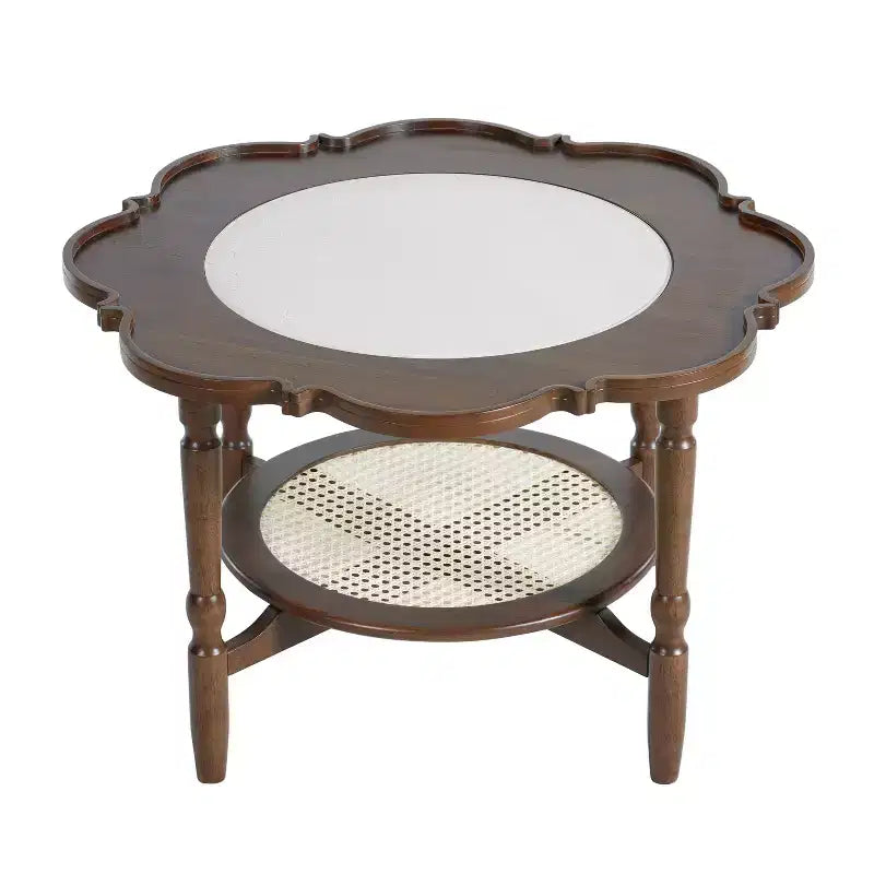 Table basse en rotin vintage
